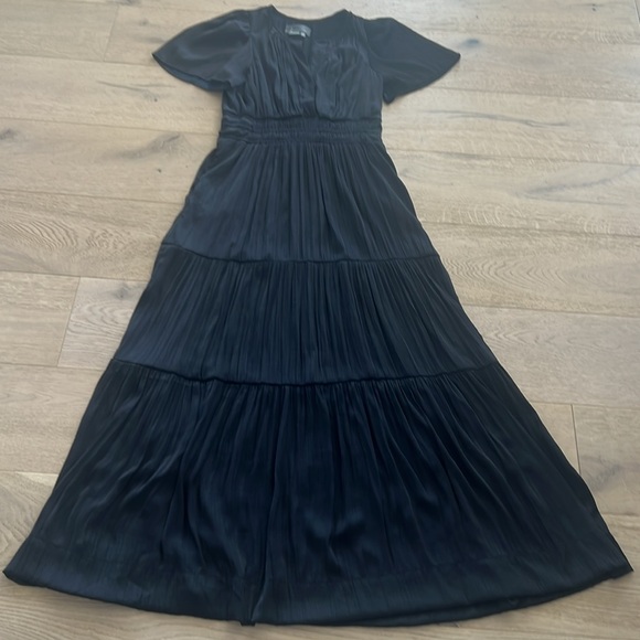Anthropologie The Somerset Limited Edition Black Satin Maxi Dress Size Small - Picture 2 of 6
